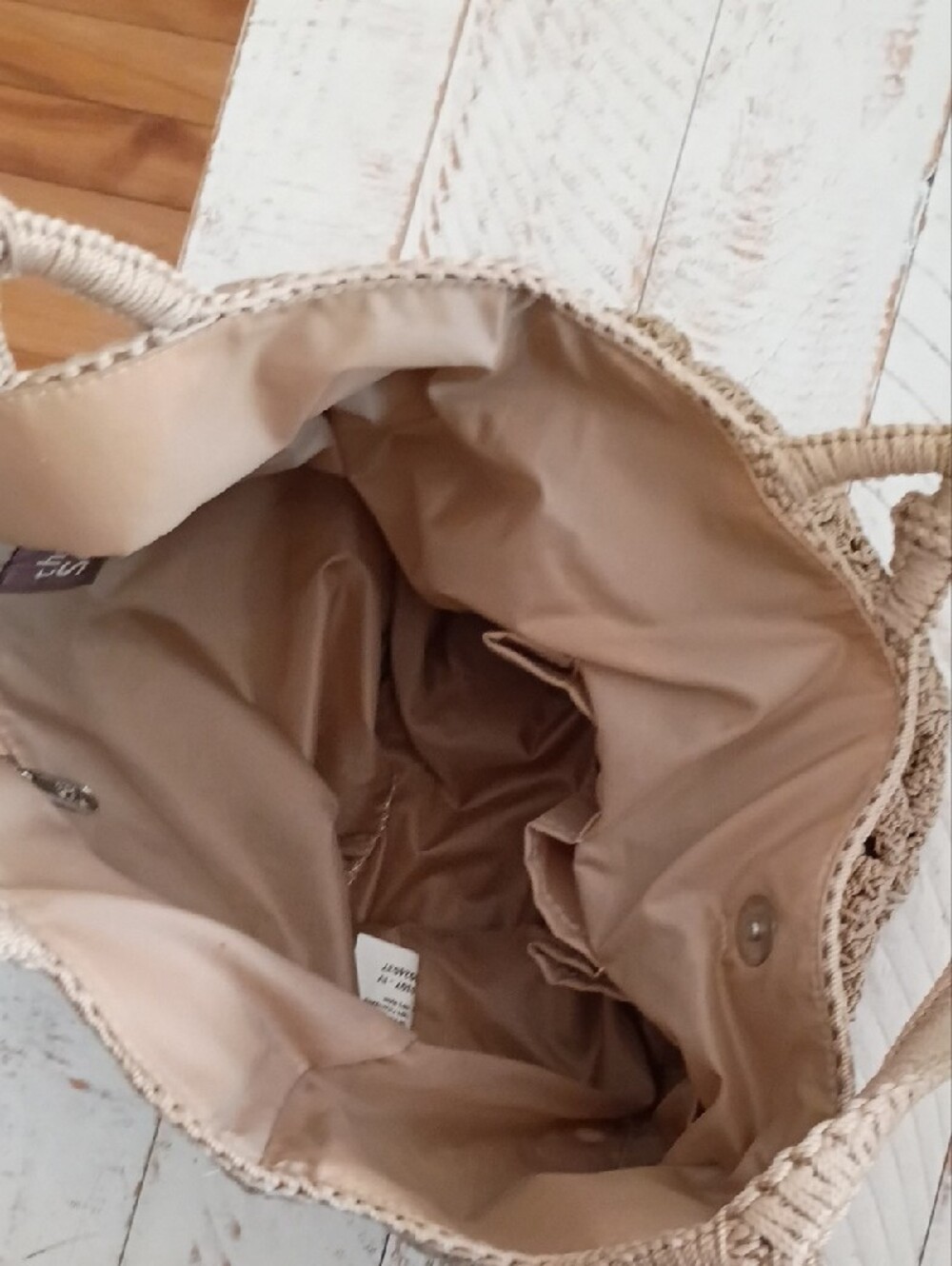The Sak Crochet Tote Bag in Beige Like New Unique Crochet Pattern - Picture 9 of 9